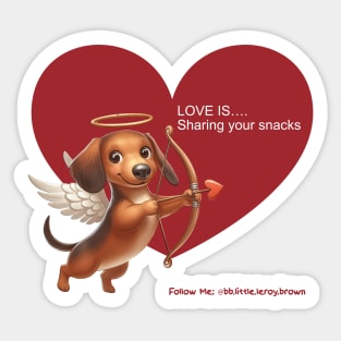 Cute Valentine Dachshund Love Is Sharing Snacks Sticker